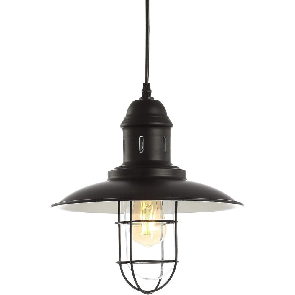 imageJONATHAN Y JYL9537A Deere 12quot Adjustable IronGlass Cage Light LED Pendant Bohemian Coastal Cottage Farmhouse Industrial Rustic Southwestern Transitional Kitchen Hallway Closet Black