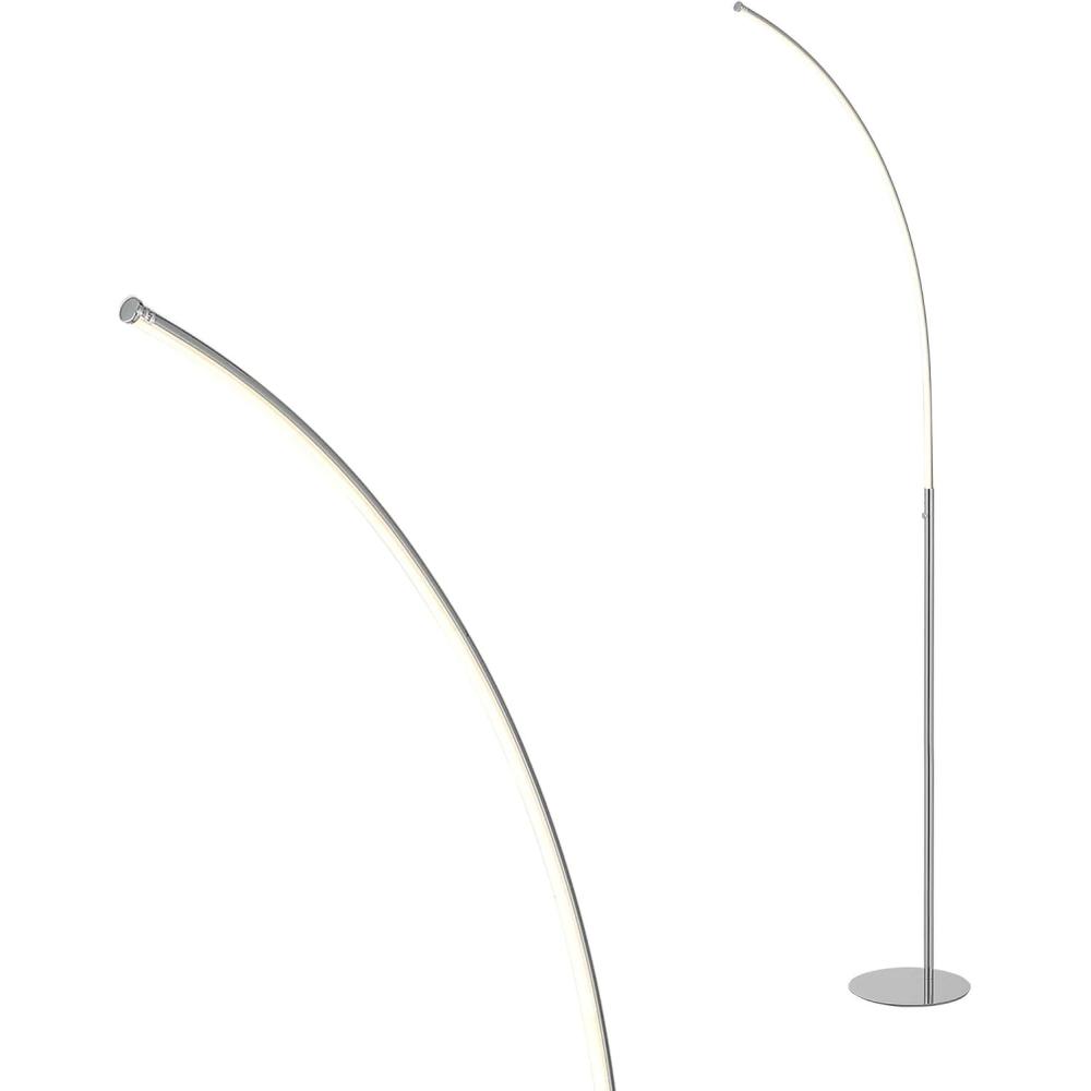 imageJONATHAN Y JYL9539A Curva 64quot Metal Minimalist Modern LED Integrated Floor Lamp Modern Contemporary Office Living Room Family Room Dining Room Kitchen Bedroom Hallway Foyer ChromeCurva Chrome