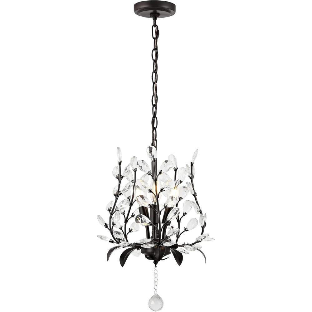 imageJONATHAN Y JYL9551A Adoria 12quot 3Light Contemporary Bohemian IronAcrylic LED Pendant IndustrialModernFrench Country Bedroom Living RoomOil Rubbed BronzeClear3Light