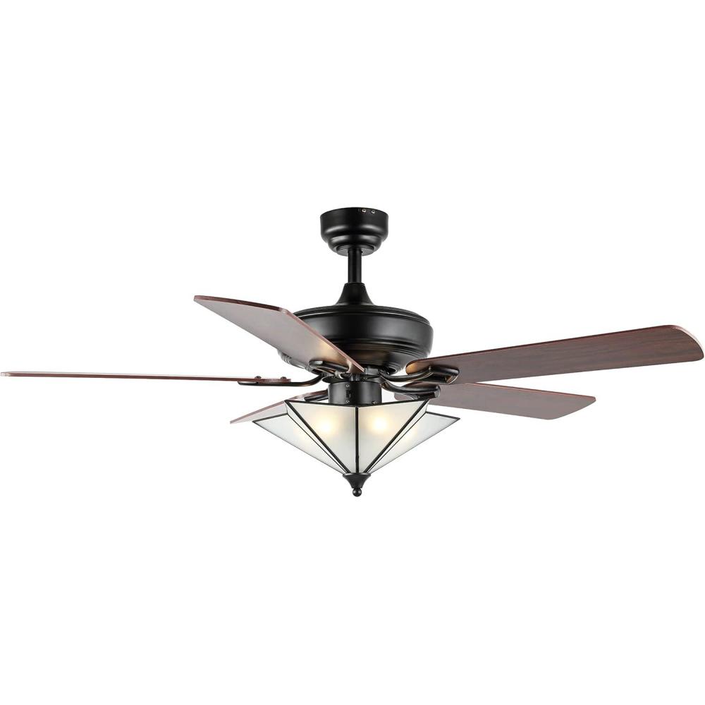 imageJONATHAN Y JYL9609A Moravia Farmhouse Rustic Iron Star Shade LED Ceiling Fan with Remote for Bedroom Living Room Dining Room 52quot 5 Light Black