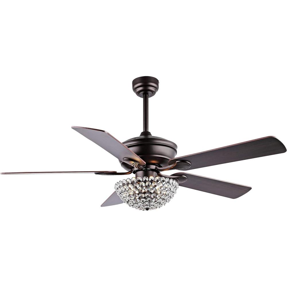 imageJONATHAN Y JYL9711A Cammy 52quot 3Light Traditional Transitional Iron LED Ceiling Fan Glam Classic for Bedroom Dining Room Living Room Kitchen Oil Rubbed BronzeOil Rubbed Bronze