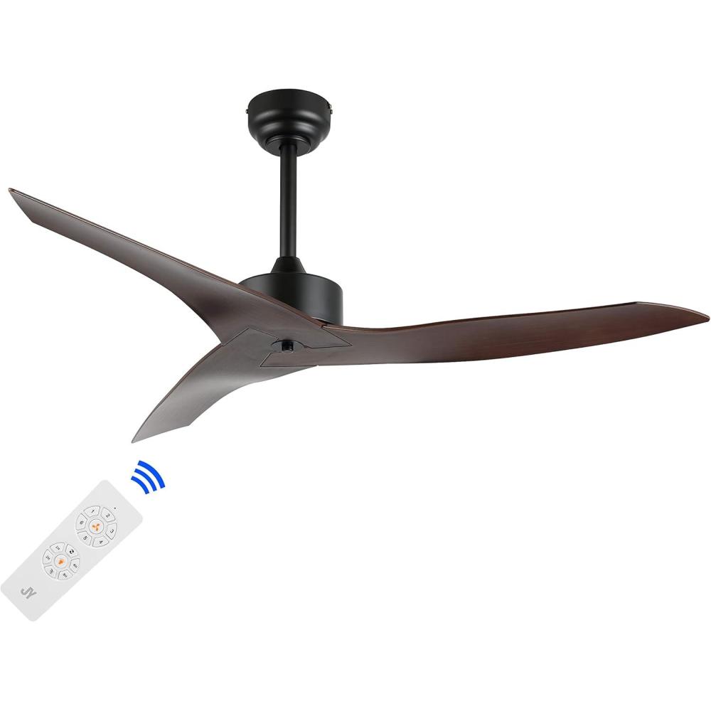 imageJONATHAN Y JYL9715A Aldrin 50quot MobileAppRemoteControlled 6Speed Razor Ceiling Fan Modern Contemporary Minimalist Industrial Coastal for Bedroom Living Room Office BlackNeutral Brown Wood