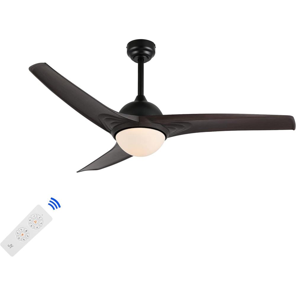 imageJONATHAN Y JYL9717B Sully 52quot 1Light MobileAppRemoteControlled 6Speed Propeller Integrated LED Ceiling Fan Contemporary Industrial Cottage for Bedroom Living Room Office Gray WoodDark Brown Wood