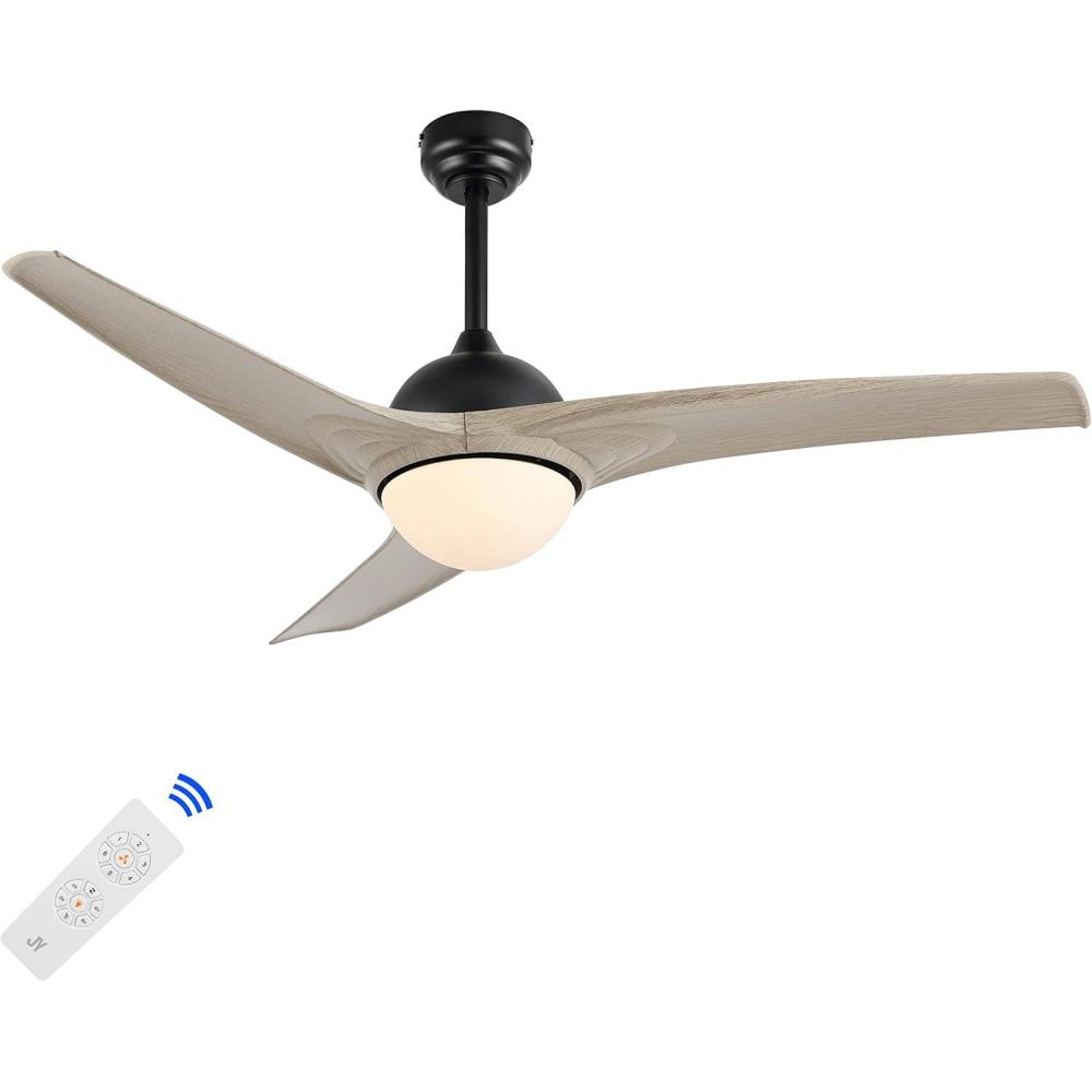 imageJONATHAN Y JYL9717B Sully 52quot 1Light MobileAppRemoteControlled 6Speed Propeller Integrated LED Ceiling Fan Contemporary Industrial Cottage for Bedroom Living Room Office Gray WoodGray Wood