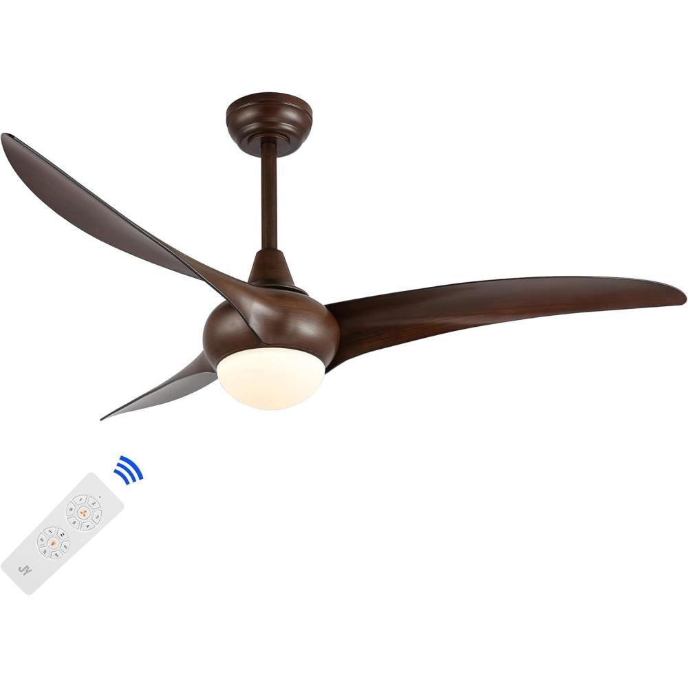 imageJONATHAN Y JYL9718C Aviator 52quot 1Light MobileAppRemoteControlled 6Speed Retro Swirl Integrated LED Ceiling Fan Modern Industrial Coastal for Bedroom Living Room Dark Brown WoodNeutral Brown Wood