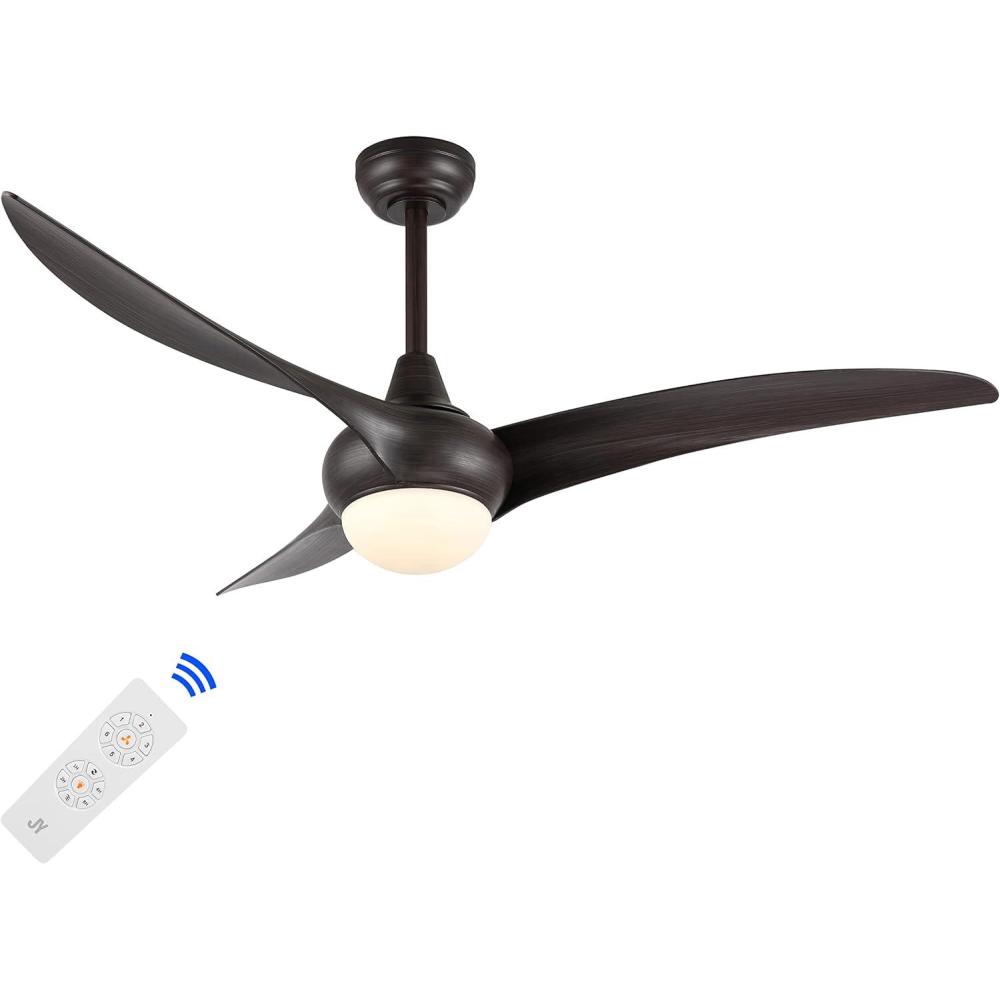 imageJONATHAN Y JYL9718C Aviator 52quot 1Light MobileAppRemoteControlled 6Speed Retro Swirl Integrated LED Ceiling Fan Modern Industrial Coastal for Bedroom Living Room Dark Brown WoodDark Brown Wood