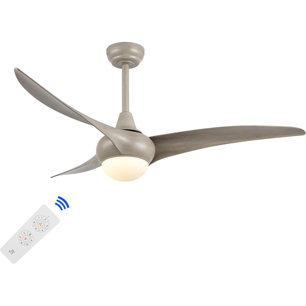 imageJONATHAN Y JYL9718C Aviator 52quot 1Light MobileAppRemoteControlled 6Speed Retro Swirl Integrated LED Ceiling Fan Modern Industrial Coastal for Bedroom Living Room Dark Brown WoodGray Wood