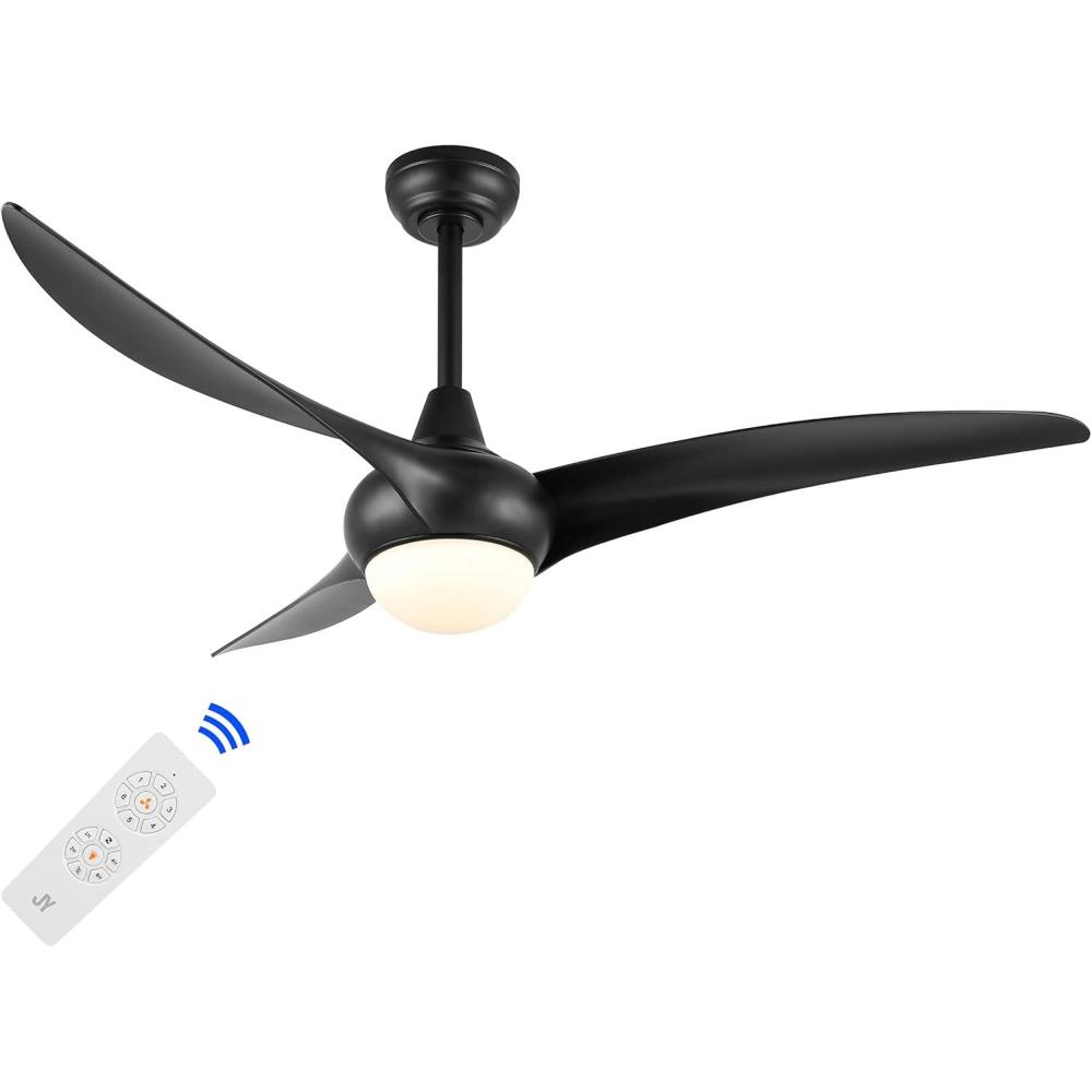 imageJONATHAN Y JYL9718C Aviator 52quot 1Light MobileAppRemoteControlled 6Speed Retro Swirl Integrated LED Ceiling Fan Modern Industrial Coastal for Bedroom Living Room Dark Brown WoodBlack