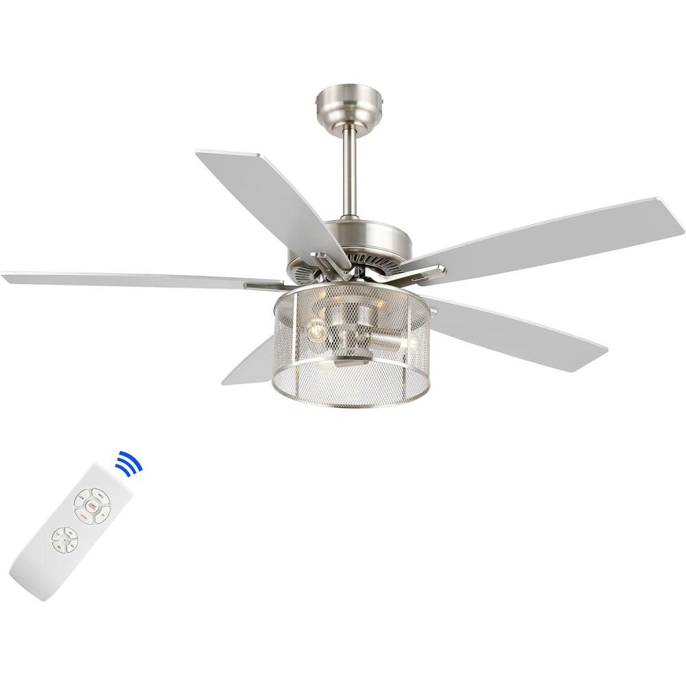 imageJONATHAN Y JYL9721A Max 52quot 3Light MobileAppRemoteControlled LED Ceiling Fan Bohemian Industrial Farmhouse Modern Contemporary Transitional for Bedroom Living Room Office Dark WalnutWhite Maple