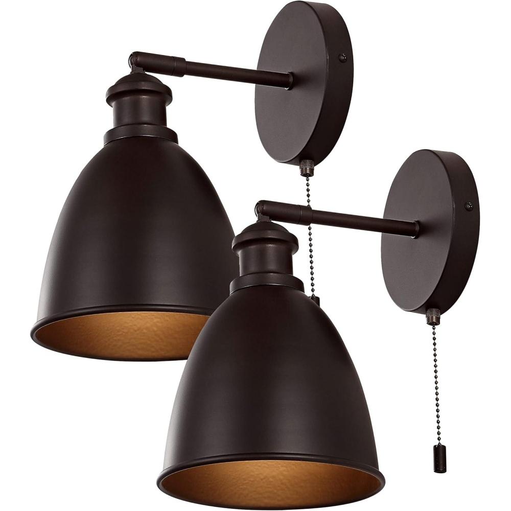 imageJONATHAN Y JYL9911ASET2 Hudson 65quot 1Light Farmhouse Bohemian Iron LED Sconce Coastal Transitional 2700K 40W Bulbs Entryway Lobby Kitchen Bathroom Bedroom Living Room Hallway Brass Gold Set of 2OilRubbed Bronze
