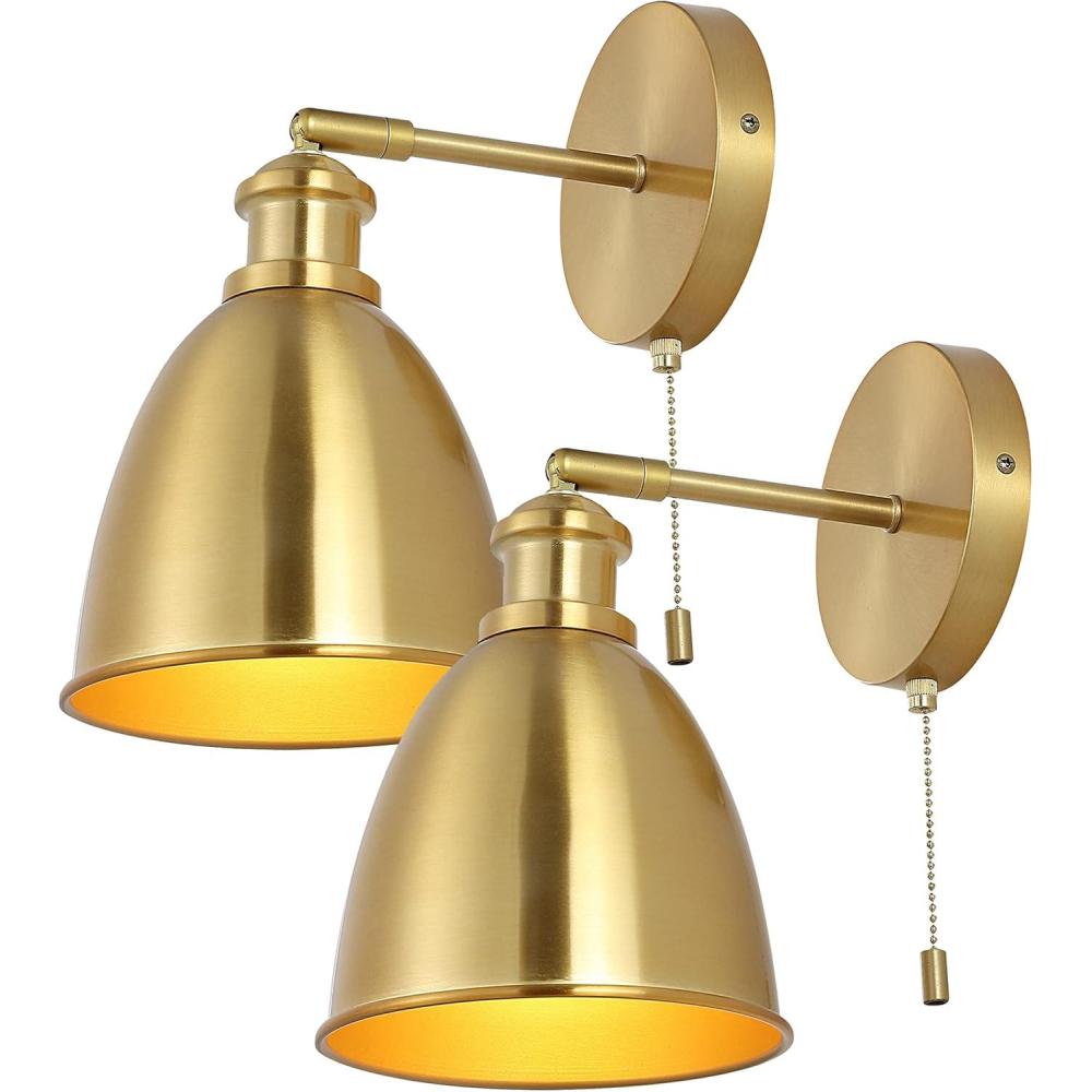 imageJONATHAN Y JYL9911ASET2 Hudson 65quot 1Light Farmhouse Bohemian Iron LED Sconce Coastal Transitional 2700K 40W Bulbs Entryway Lobby Kitchen Bathroom Bedroom Living Room Hallway Brass Gold Set of 2Brass Gold
