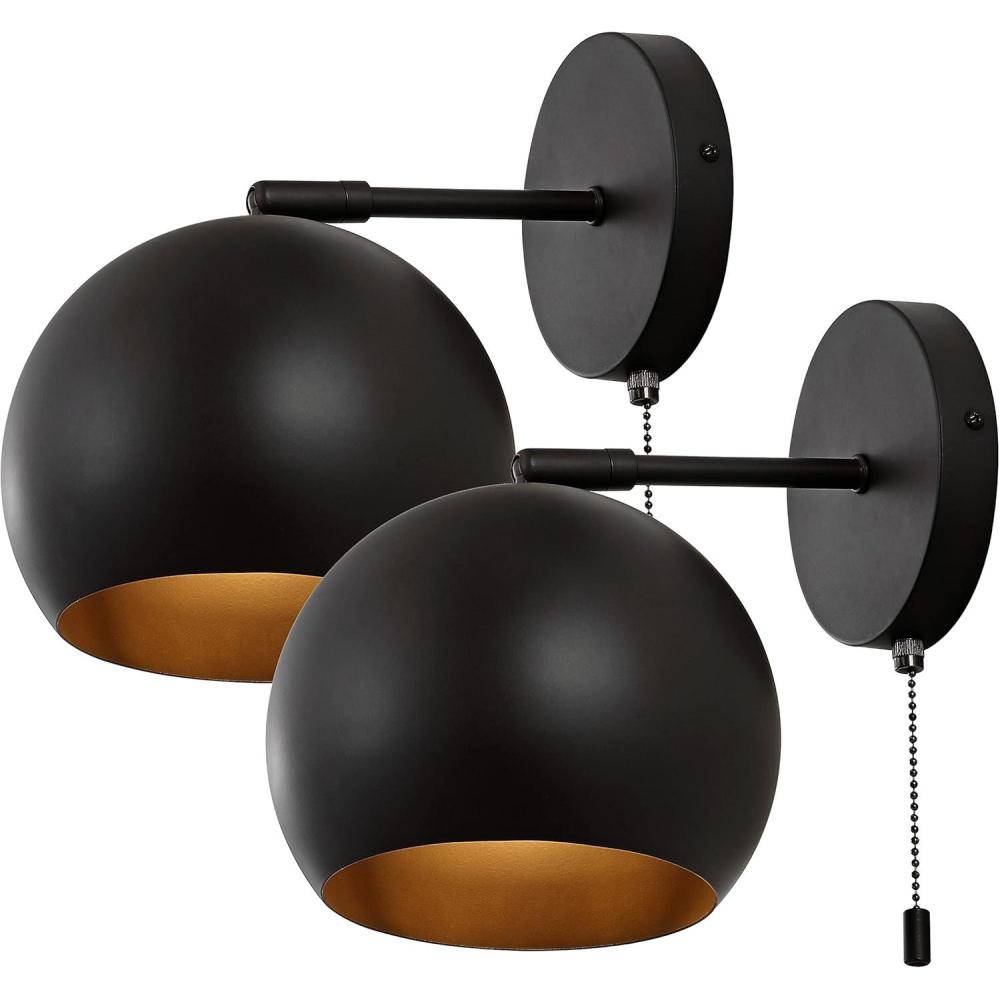 imageJONATHAN Y JYL9912ASET2 Tierra 7quot 1Light Modern Midcentury Iron LED Sconce with PullChain Switch Contemporary Coastal Entryway Lobby Kitchen Bathroom Bedroom Living Room Brass Gold Set of 2OilRubbed Bronze