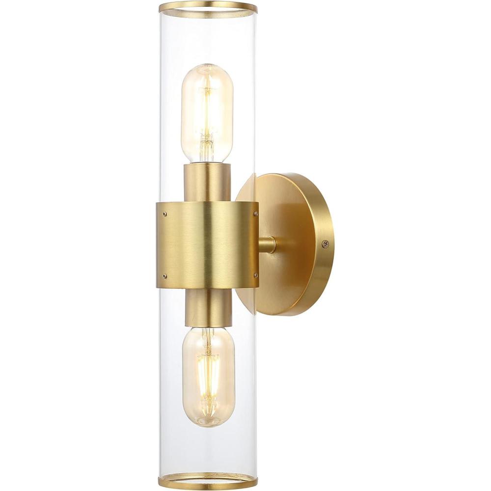 imageJONATHAN Y JYL9913C Quinn 155quot 2Light Farmhouse Industrial IronAcrylic LED Sconce Rustic Modern Contemporary Entryway Lobby Kitchen Bathroom Bedroom Living Room Hallway Oil Rubbed BronzeClearBrass Gold Clear