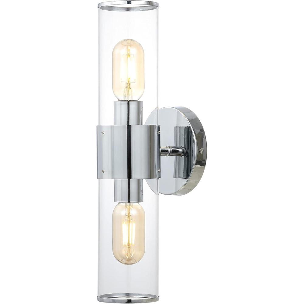 imageJONATHAN Y JYL9913C Quinn 155quot 2Light Farmhouse Industrial IronAcrylic LED Sconce Rustic Modern Contemporary Entryway Lobby Kitchen Bathroom Bedroom Living Room Hallway Oil Rubbed BronzeClearChrome Clear