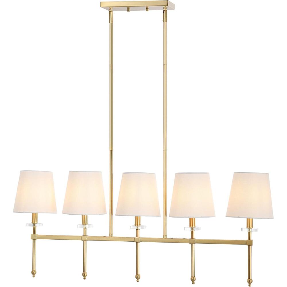 imageJONATHAN Y JYL9919A Sophie 385quot 5Light Modern Midcentury Iron Linear LED Pendant Contemporary French Country Adjustable Dining Room Living Room Kitchen Island Foyer Bedroom Hallway Brass GoldBrass Gold