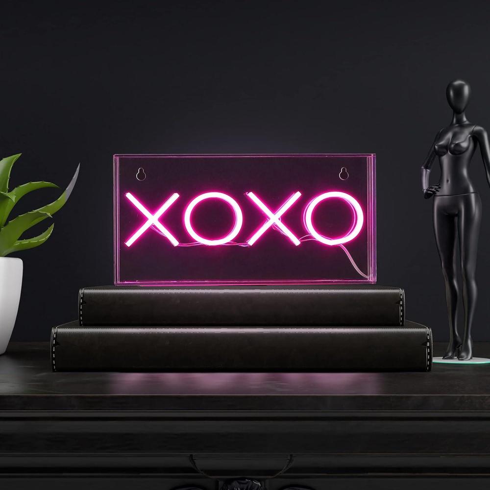 imageJONATHAN Y NEN1005A XOXO 1175quot Contemporary Glam Acrylic Box USB Operated LED Neon Light Pink Plug in Wall Light for Bedroom Wall Dcor Kids Bedroom Party Supplier