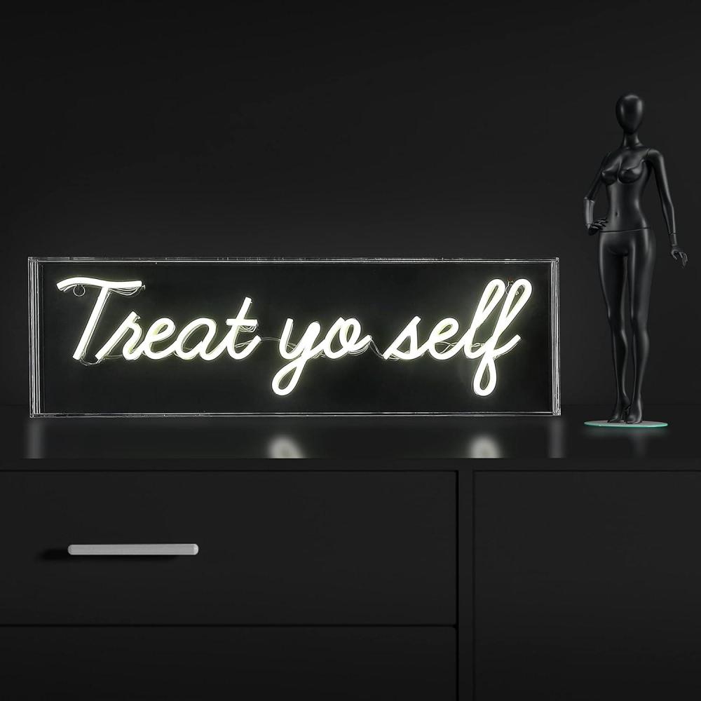 imageJONATHAN Y NEN1008A Treat Yo Self 20quot Contemporary Glam Acrylic Box USB Operated LED Neon Light Yellow Plug in Wall Light for Bedroom Wall Dcor Kids Bedroom Party Supplier