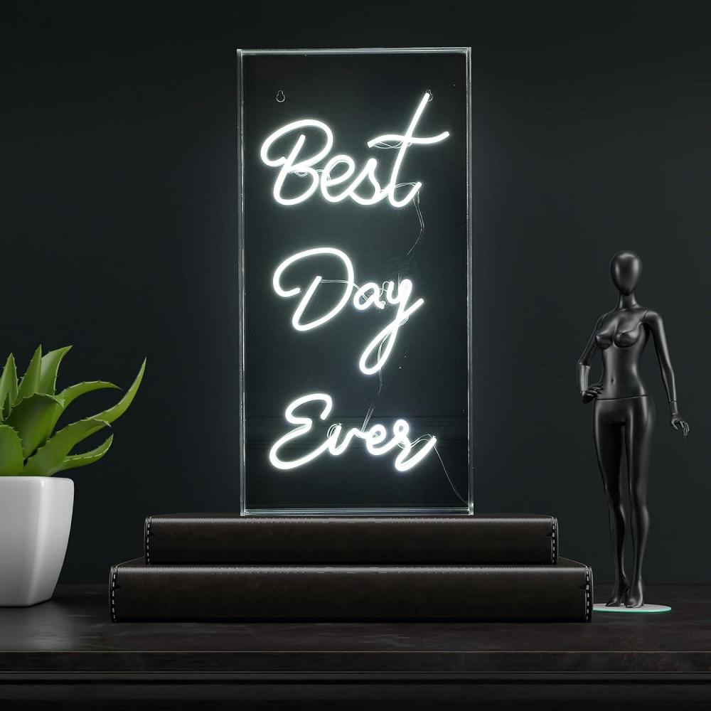 imageJONATHAN Y NEN1010A Best Day Ever 1175quot X 2363quot Contemporary Glam Acrylic Box USB Operated LED Neon Light White
