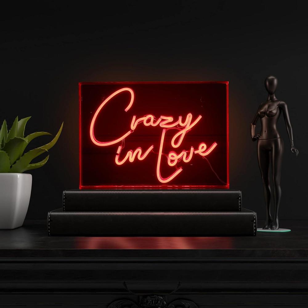 imageJONATHAN Y NEN1012A Crazy in Love 14quot X 10quot Contemporary Glam Acrylic Box USB Operated LED Neon Light Red