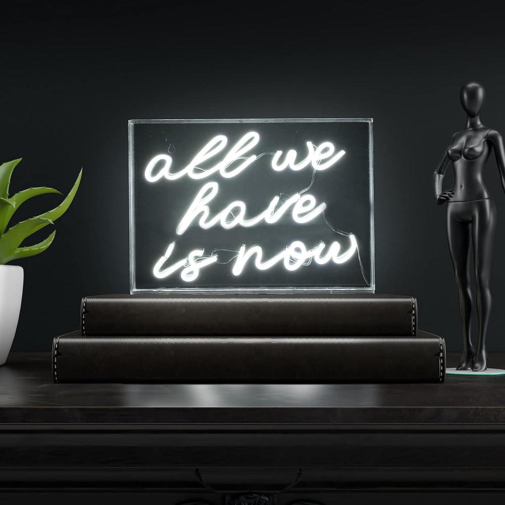 imageJONATHAN Y NEN1013A All We Have is Now 14quot X 10quot Contemporary Glam Acrylic Box USB Operated LED Neon Light White