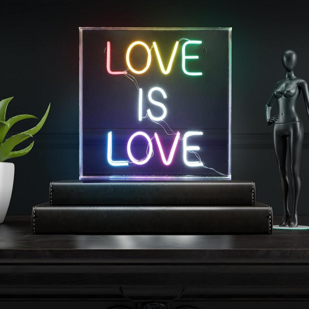 imageJONATHAN Y NEN1016A Love is Love 15quot Square Contemporary Glam Acrylic Box USB Operated LED Neon Light MultiColored