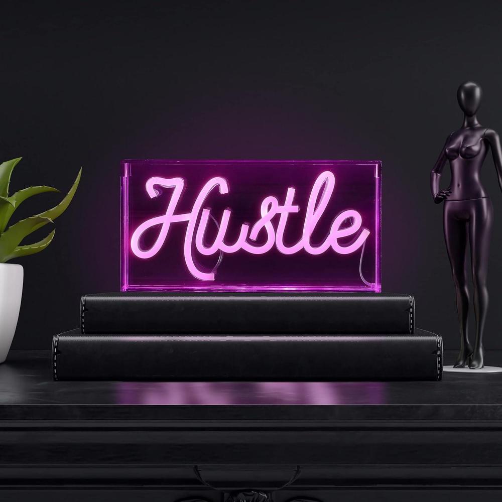 imageJONATHAN Y NEN1022A Hustle 1188quot X 588quot Contemporary Glam Acrylic Box USB Operated LED Neon Light Pink