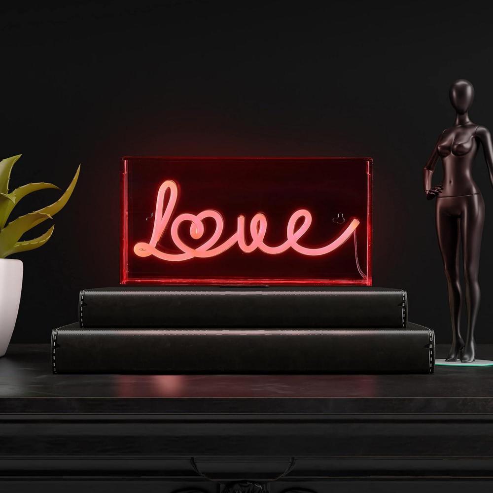 imageJONATHAN Y NEN1023A Love 1188quot X 588quot Contemporary Glam Acrylic Box USB Operated LED Neon Light Red