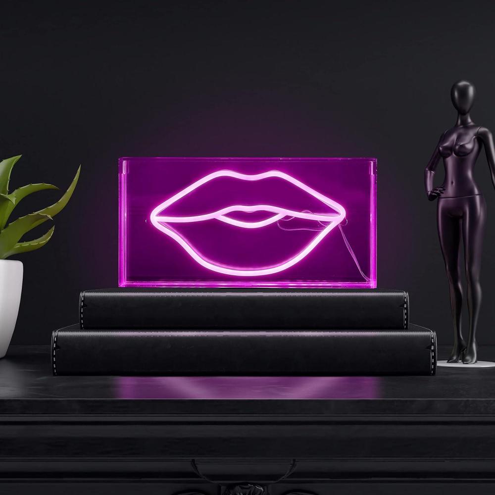 imageJONATHAN Y NEN1024A Lips 1188quot X 588quot Contemporary Glam Acrylic Box USB Operated LED Neon Light Pink