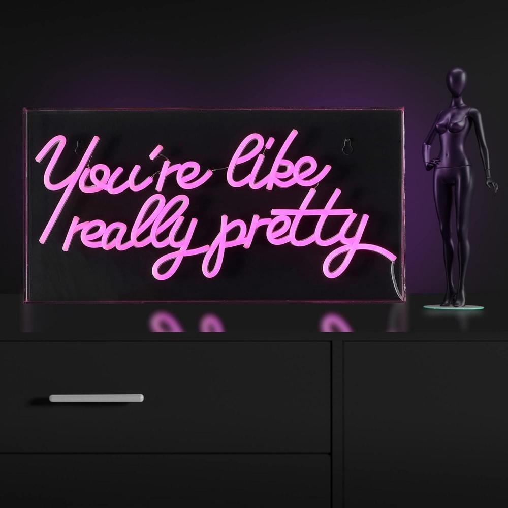 imageJONATHAN Y NEN1025A Youre Like Really Pretty 196quot X 101quot Contemporary Glam Acrylic Box USB Operated LED Neon Light Pink