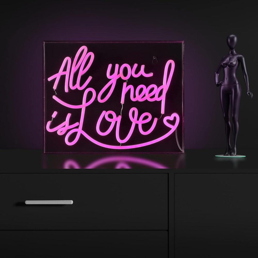 imageJONATHAN Y NEN1033A All You Need is Love 137quot X 109quot Contemporary Glam Acrylic Box USB Operated LED Neon Light Pink