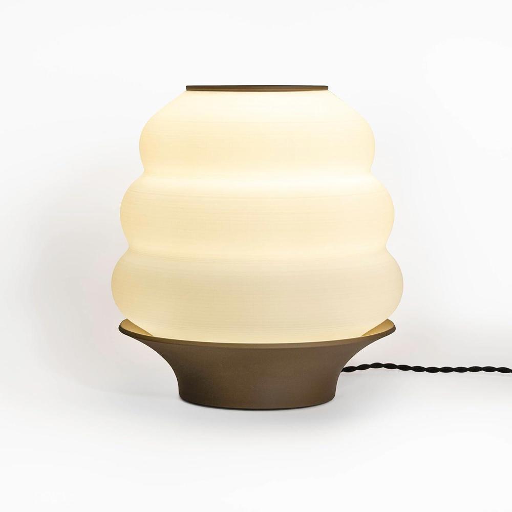 imageJONATHAN Y USA1001B 3D Printed Dimmable LED Table Lamp Honey Pot 12quot Minimalist Classic PlantBased PLA for Living Room Dorm Home Office LED Bulb Included WhiteBlackWhiteBrown