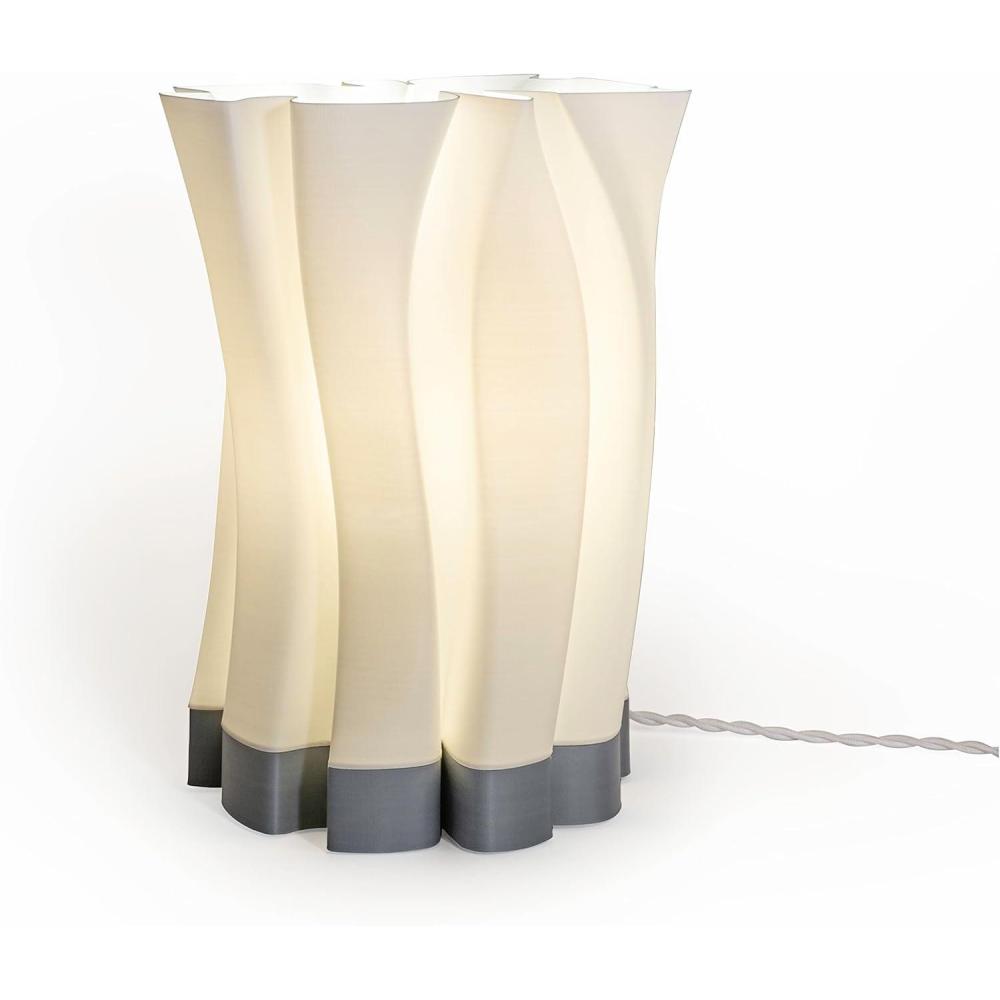 imageJONATHAN Y USA1002B 3D Printed Dimmable LED Table Lamp Flame 135quot Modern Bohemian PlantBased PLA for Living Room Dorm Home Office LED Bulb Included WhiteBlackWhiteGray