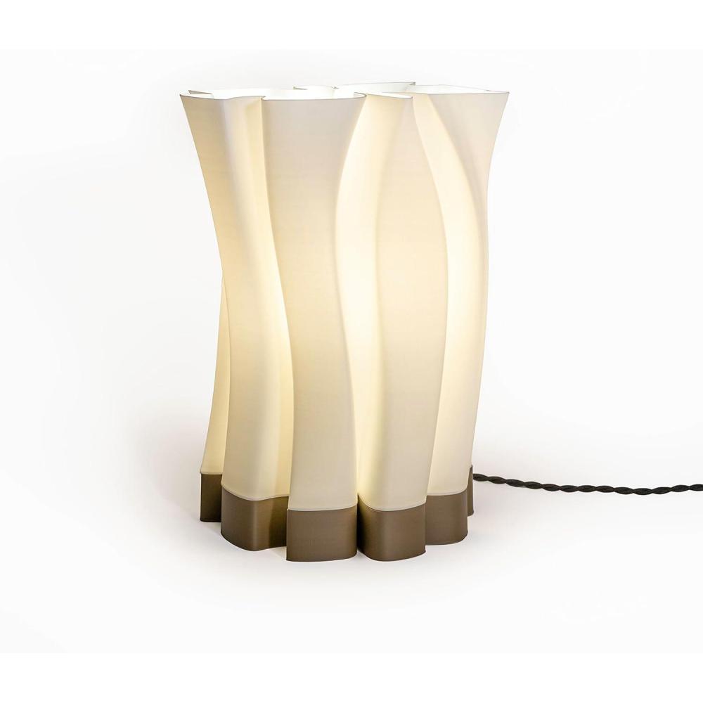 imageJONATHAN Y USA1002B 3D Printed Dimmable LED Table Lamp Flame 135quot Modern Bohemian PlantBased PLA for Living Room Dorm Home Office LED Bulb Included WhiteBlackWhiteBrown