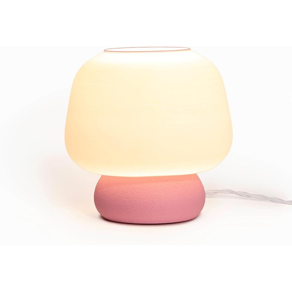 imageJONATHAN Y USA1004B 3D Printed Dimmable LED Table Lamp Mushroom 10quot Modern Classic PlantBased PLA for Living Room Dorm Home Office LED Bulb Included BlueWhiteLightWhiteLight Pink