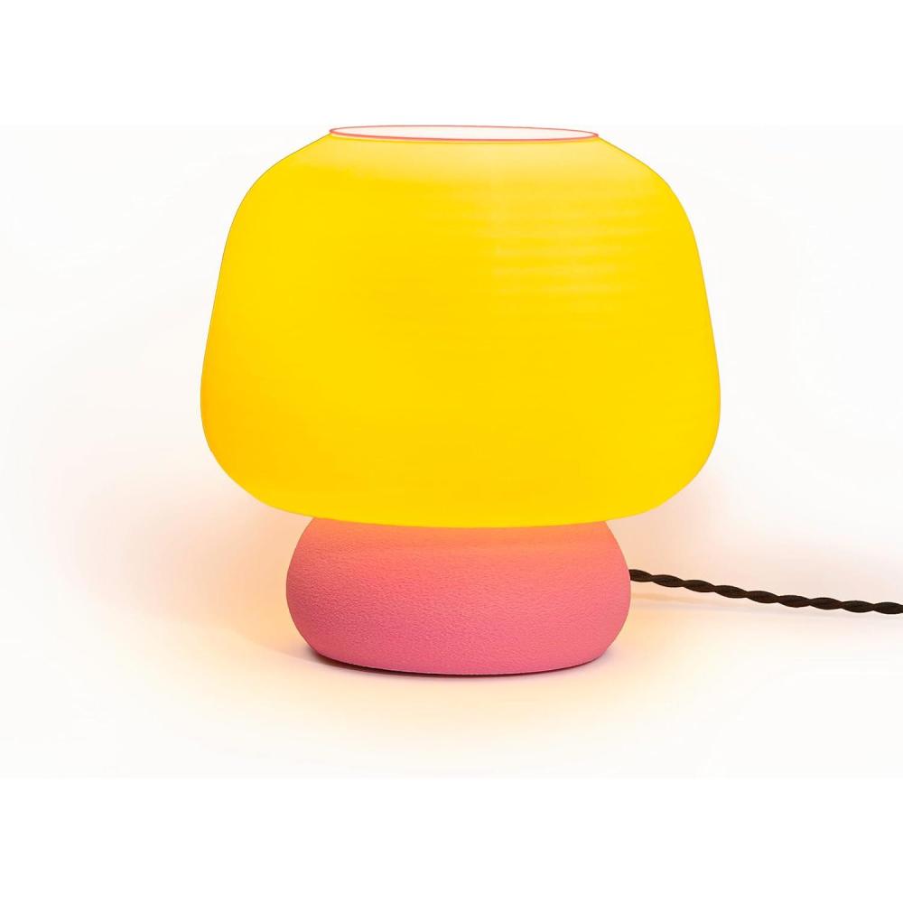 imageJONATHAN Y USA1004B 3D Printed Dimmable LED Table Lamp Mushroom 10quot Modern Classic PlantBased PLA for Living Room Dorm Home Office LED Bulb Included BlueWhiteLightYellowHot Pink
