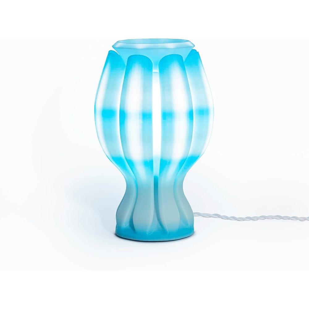imageJONATHAN Y USA1005B 3D Printed Dimmable LED Table Lamp Flower 13quot Tropical Coastal PlantBased PLA for Living Room Dorm Home Office LED Bulb Included WhiteBlueWhite