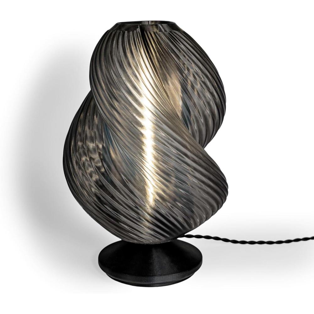 imageJONATHAN Y USA1009A Gema 135quot MidCentury Coastal PlantBased PLA 3D Printed Dimmable LED Table Lamp Clear RedBlack for Living Room Dining Room BedroomDark SmokeBlack