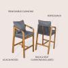 JONATHAN Y BSL1200B-SET2 Porto Modern Coastal Tub Roped Acacia Wood Outdoor Bar Stool with Cushions and Armrests Modern, Coastal, Contemporary, Rustic, Garden Room, Patio, Gray/Teak Brown (Set of 2)(Gray/Teak Brown)