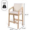 JONATHAN Y BSL1200B-SET2 Porto Modern Coastal Tub Roped Acacia Wood Outdoor Bar Stool with Cushions and Armrests Modern, Coastal, Contemporary, Rustic, Garden Room, Patio, Gray/Teak Brown (Set of 2)(Beige/Light Teak)