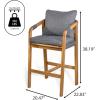 JONATHAN Y BSL1200B-SET2 Porto Modern Coastal Tub Roped Acacia Wood Outdoor Bar Stool with Cushions and Armrests Modern, Coastal, Contemporary, Rustic, Garden Room, Patio, Gray/Teak Brown (Set of 2)(Gray/Teak Brown)