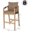 JONATHAN Y BSL1200B-SET2 Porto Modern Coastal Tub Roped Acacia Wood Outdoor Bar Stool with Cushions and Armrests Modern, Coastal, Contemporary, Rustic, Garden Room, Patio, Gray/Teak Brown (Set of 2)(Brown)