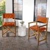 JONATHAN Y DRC1002A-SET2 Waldo Classic Mid-Century Outdoor Acacia Wood Foldable Diamond-Quilted Back Director Chair with Cushion Modern, Vintage, Bohemian, Coastal, Beige/Teak Brown (Set of 2)(Orange/Teak Brown)