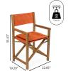 JONATHAN Y DRC1002A-SET2 Waldo Classic Mid-Century Outdoor Acacia Wood Foldable Diamond-Quilted Back Director Chair with Cushion Modern, Vintage, Bohemian, Coastal, Beige/Teak Brown (Set of 2)(Orange/Teak Brown)