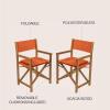 JONATHAN Y DRC1002A-SET2 Waldo Classic Mid-Century Outdoor Acacia Wood Foldable Diamond-Quilted Back Director Chair with Cushion Modern, Vintage, Bohemian, Coastal, Beige/Teak Brown (Set of 2)(Orange/Teak Brown)