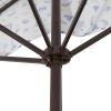 JONATHAN Y Half Umbrella UMB1200E Sidney 9 ft. Classic MidCentury Rectangular Market Patio with Crank, Wind Vent and UV Protection in Green/White(Blue/White)