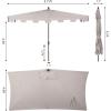 JONATHAN Y Half Umbrella UMB1200E Sidney 9 ft. Classic MidCentury Rectangular Market Patio with Crank, Wind Vent and UV Protection in Green/White(Gray)