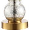 JONATHAN Y JYL1021A February 21″ Glass/Metal LED Table Lamp Contemporary Bedside Desk Nightstand for Bedroom Living Room Office College Bookcase LED Bulb Included, White/Brass Gold(Mercury Glass/Brass Gold)