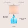 JONATHAN Y JYL1027A Gemma 19″ Glass Bell LED Table Lamp, Coastal, Cottage, Transitional, Modern, Office, Living Room, Family Room, Dining Room, Bedroom, Hallway, Foyer, Moroccan Blue(Moroccan Blue)