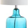 JONATHAN Y JYL1027A Gemma 19″ Glass Bell LED Table Lamp, Coastal, Cottage, Transitional, Modern, Office, Living Room, Family Room, Dining Room, Bedroom, Hallway, Foyer, Moroccan Blue(Moroccan Blue)