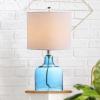 JONATHAN Y JYL1027A Gemma 19″ Glass Bell LED Table Lamp, Coastal, Cottage, Transitional, Modern, Office, Living Room, Family Room, Dining Room, Bedroom, Hallway, Foyer, Moroccan Blue(Moroccan Blue)